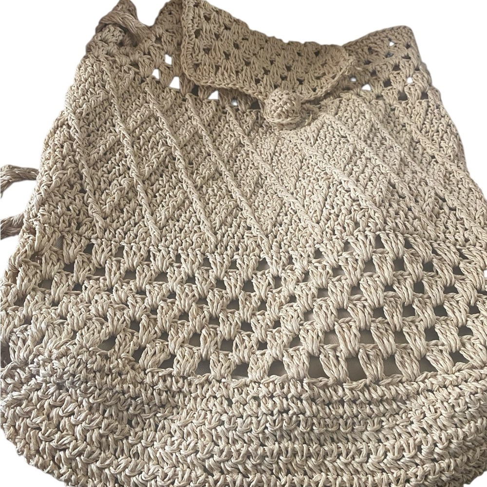 Vintage Straw backpack Cream straw woven Bag boho New Vtg Never Used Medium
